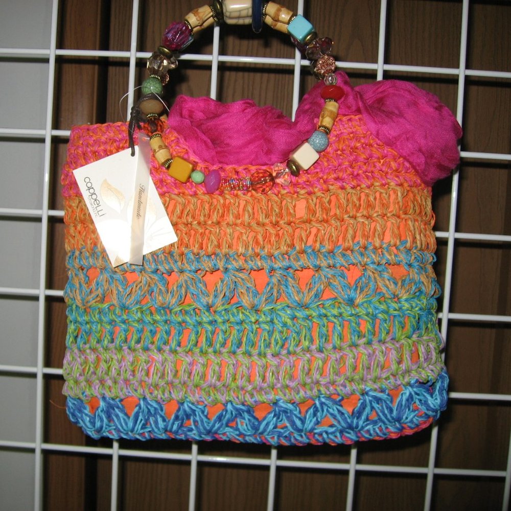 Capelli Straw World handmade handbag/tote with bonus scarf!